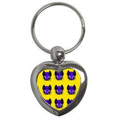 Blue And Yellow Fireflies Key Chains (heart)  by Valentinaart