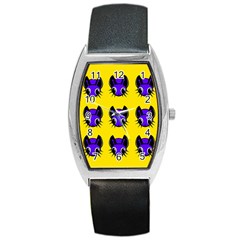 Blue And Yellow Fireflies Barrel Style Metal Watch