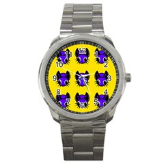 Blue And Yellow Fireflies Sport Metal Watch