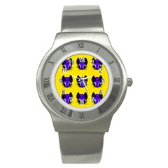 Blue And Yellow Fireflies Stainless Steel Watch