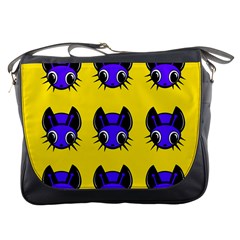 Blue And Yellow Fireflies Messenger Bags by Valentinaart