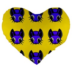 Blue And Yellow Fireflies Large 19  Premium Flano Heart Shape Cushions