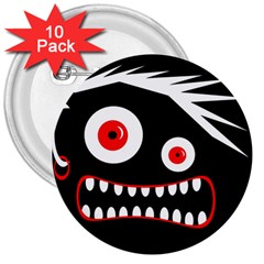 Crazy Monster 3  Buttons (10 Pack)  by Valentinaart