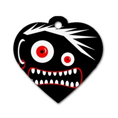 Crazy Monster Dog Tag Heart (one Side) by Valentinaart