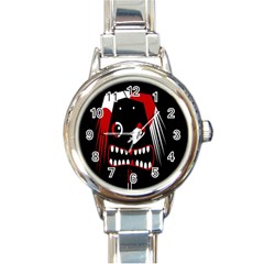 Zombie Face Round Italian Charm Watch by Valentinaart