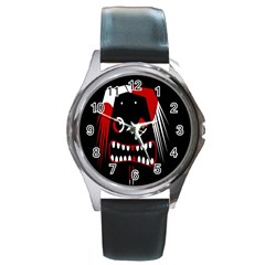 Zombie Face Round Metal Watch