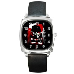 Zombie Face Square Metal Watch