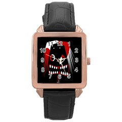 Zombie Face Rose Gold Leather Watch  by Valentinaart