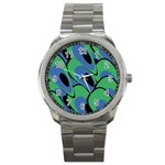 Peacock pattern Sport Metal Watch Front