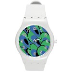 Peacock pattern Round Plastic Sport Watch (M) Front