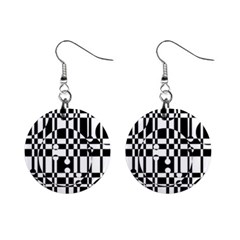 Black and white pattern Mini Button Earrings