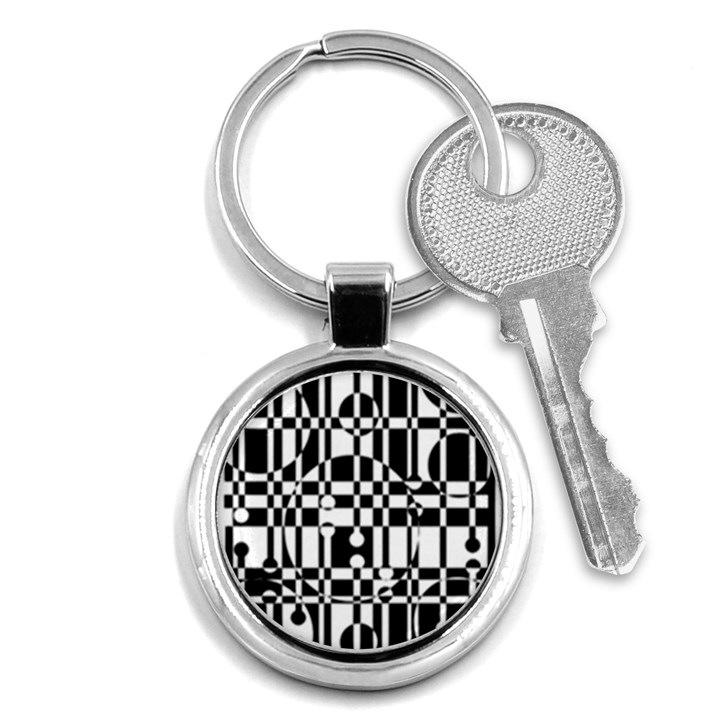 Black and white pattern Key Chains (Round) 