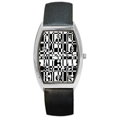 Black and white pattern Barrel Style Metal Watch