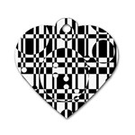 Black and white pattern Dog Tag Heart (Two Sides) Front