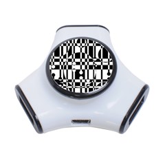 Black and white pattern 3-Port USB Hub