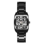 Black and white pattern Stainless Steel Barrel Watch Front