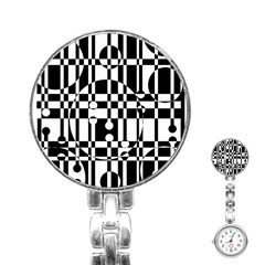 Black and white pattern Stainless Steel Nurses Watch