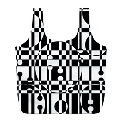 Black and white pattern Full Print Recycle Bags (L) 