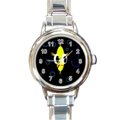 Yellow Fish Round Italian Charm Watch