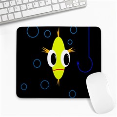 Yellow Fish Large Mousepads by Valentinaart