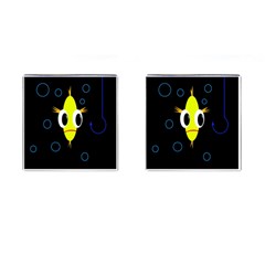 Yellow Fish Cufflinks (square)