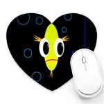 Yellow fish Heart Mousepads Front