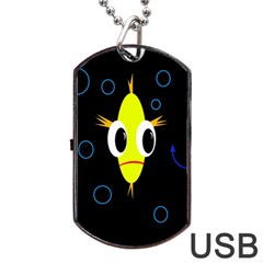 Yellow Fish Dog Tag Usb Flash (two Sides) 