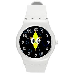 Yellow Fish Round Plastic Sport Watch (m)