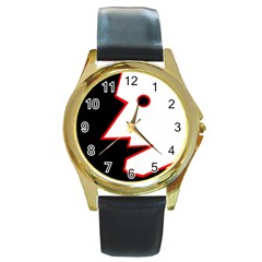 Man Round Gold Metal Watch by Valentinaart