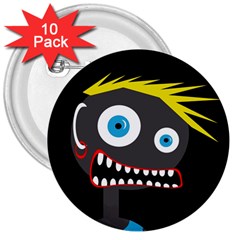 Crazy Man 3  Buttons (10 Pack)  by Valentinaart