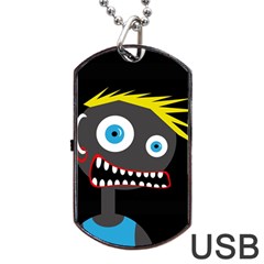 Crazy Man Dog Tag Usb Flash (one Side) by Valentinaart