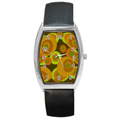 Brown Pattern Barrel Style Metal Watch by Valentinaart