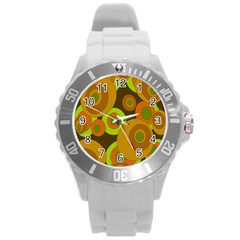 Brown Pattern Round Plastic Sport Watch (l) by Valentinaart