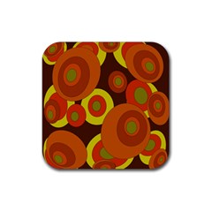 Orange Pattern Rubber Coaster (square)  by Valentinaart