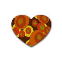 Orange Pattern Rubber Coaster (heart)  by Valentinaart