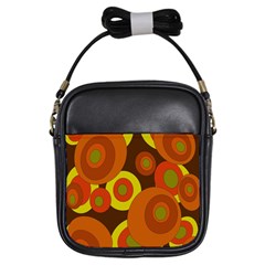 Orange Pattern Girls Sling Bags by Valentinaart