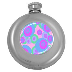 Pink Pattern Round Hip Flask (5 Oz) by Valentinaart