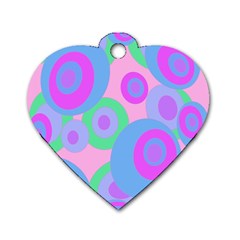 Pink Pattern Dog Tag Heart (two Sides) by Valentinaart