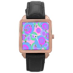 Pink Pattern Rose Gold Leather Watch 