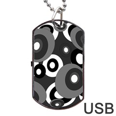 Gray Pattern Dog Tag Usb Flash (one Side) by Valentinaart