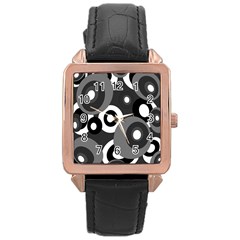 Gray Pattern Rose Gold Leather Watch  by Valentinaart