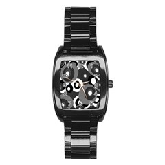 Gray Pattern Stainless Steel Barrel Watch by Valentinaart