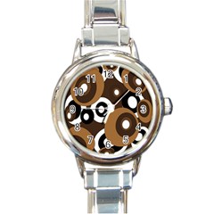 Brown Pattern Round Italian Charm Watch by Valentinaart