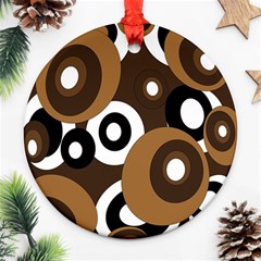 Brown Pattern Ornament (round)  by Valentinaart