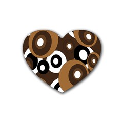 Brown Pattern Rubber Coaster (heart)  by Valentinaart