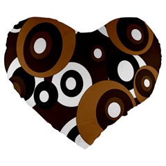 Brown Pattern Large 19  Premium Flano Heart Shape Cushions by Valentinaart