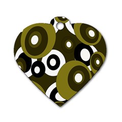 Green Pattern Dog Tag Heart (two Sides) by Valentinaart