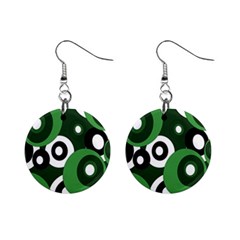 Green Pattern Mini Button Earrings by Valentinaart