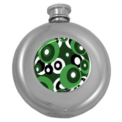 Green Pattern Round Hip Flask (5 Oz) by Valentinaart