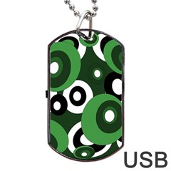 Green Pattern Dog Tag Usb Flash (one Side) by Valentinaart